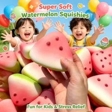 1pc Mini Triangular Watermelon Slice Squishy Toy, Wet-Feel Super Soft Slow Rebound Squeeze Stress Relief Toy, Cute Fruit Pressure Release Venting Toy, Suitable For Children 3 Years Old And Above And Adults, Desktop Decoration Gift - Multicolor - View 4