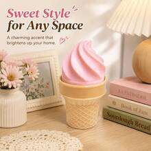 1pc Ice Cream Clicker Desktop Ornament, Cute Dessert Desktop Companion, Pink Soft Serve Ice Cream Cone Desk Decor, Creative Click Action Decoration, Suitable For Office Desk, Study Desk, Bookshelf And Gift - A - View 5