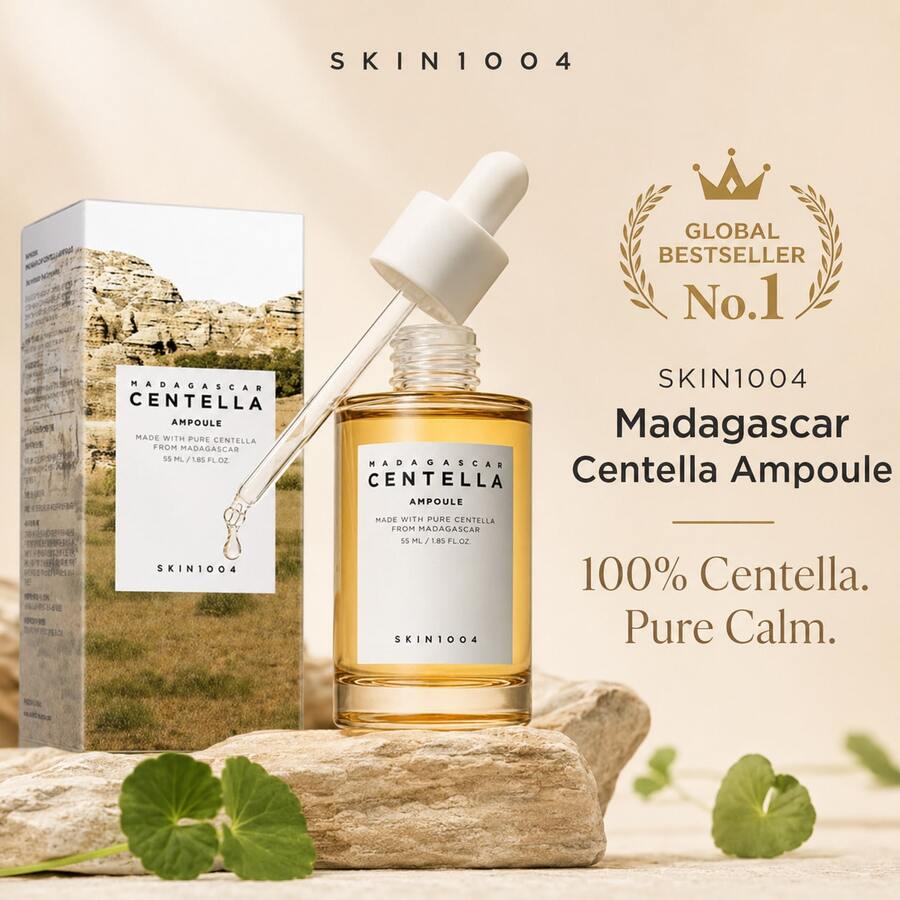 SKIN1004 100ml Sérum de Reparação Profunda de Centella Asiatica de Madagascar, Hidratante & Reparador, Essência Facial, Não Irritante, Cuidados Faciais, Adequado para Mulheres e Homens, Uso Diurno e Noturno, Cuidados Faciais