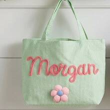 1pc Customized Bubble Gauze Tote Bag, Personalized Chenille Name Toiletry Bag, Travel Organizer Makeup Gift For Girlfriend/Mom/Teacher - Multicolor - View 15