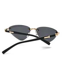 1 Pair New Triangle Cat Eye Versatile Unisex Glasses, Suitable For Street Photography, Driving, Travel And Cycling - black gray - View 3