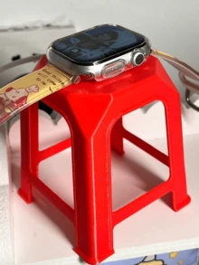 1pc Red Stool Shaped Watch Charging Dock, Desktop Stand, Storage Ornament, Portable Charging Base, Creative Red Stool Design, Desktop Decoration, One-Piece Molding, Desktop Storage, Portable, Home Desktop, Dorm Storage, Atmosphere Decor - Multicolor - View 7