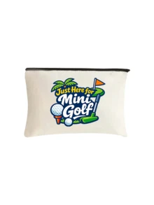 Golf Ball Theme Printed Sports Pouch, "Just Here For Mini Golf" Letter Print Storage Bag, Portable Makeup Bag, Toiletry Storage Bag, Golf Ball Essential Cartoon Print Storage Bag, Portable Makeup Bag, Fun Letter And Golf Theme Pattern, Large Capacity Storage Bag, Golf Tool Storage Bag, Suitable For Golf Course, Driving Range, Country Club - Multicolor - View 17