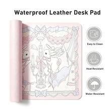 Leather Desk Pad Protector Japanese Anime Y2K Pink Girl Love Kissing Bunny Bow Flower Mouse Pad Office Desk Mat Waterproof Non-Slip Gaming PU Desk Blotter Gaming Esports User - View 4