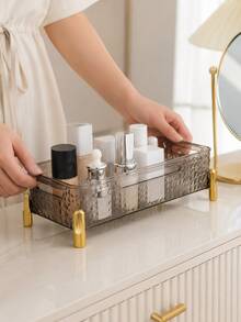 1pc/Set Transparent Cosmetic Storage Box, Diamond Texture Makeup Organizer, Skincare, Lipstick, Jewelry Vanity Countertop Storage Basket, Luxury Elegant Desktop Organizer - Multicolor - View 6