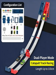 3-12 Years Old Children's Elastic Track Racing Car Alloy Car Model Multi-Player Competition Track DIY Assembly Interlocking Parent-Child Interactive Racing Car Toy (Random Car Color) - Multicolor - View 17