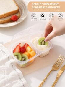 50PCS/30PCS/20PCS/10PCS/5PCS/1PC Reusable Dual-Compartment Sauce Cups/Meal Prep Containers/Food Storage Boxes With Lids, 5oz Sauce Cups, Meal Prep Snack Boxes, Portion Control, Food Storage, Transparent Dual-Compartment Snack Storage Boxes - Clear - View 6