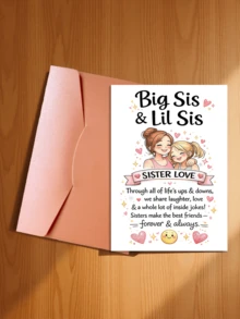 1pc "Sisters" Greeting Card With Envelope - Thoughtful Gift For Sisters, Celebrating Sisterly Love, Suitable For Birthday And Special Occasions, Blank Inside - View 15