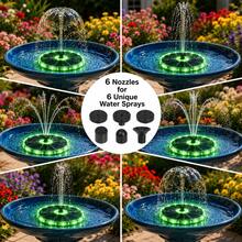 WNRISELA Solar Fountain With Color-Changing LED Ring Lights, 6 Water Spray Nozzles, Floating Solar Water Pump For Bird Bath, Pond, Pool & Garden Decor, Auto Night Lighting - Colorful Fountain - View 4