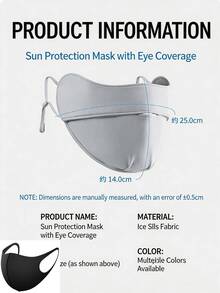 1pc New Ice Silk Cool UV Protection Face Mask, Breathable Half-Face Eye Corner Sun Protection Mask, Lightweight Sun Protection Headgear, Suitable For Daily, Cycling, Driving And All Summer Outdoor Scenarios - Multiple Colors and Styles - View 11