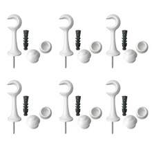 Kit With 6 Simple Curtain Rod Supports Pair With 19mm End - White - View 12