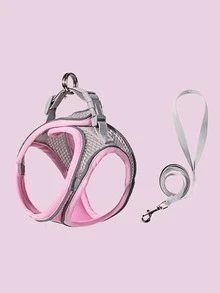 1 pieza Arnés de malla reflectante, Correa para conejo, Accesorios para conejo, Arnés, Chaleco transpirable para mascotas, Correa ajustable, Accesorios para mascotas conejo, Suministros para mascotas conejo, Adecuado para mascotas pequeñas y medianas, Suministros para mascotas conejo, Suministros para conejo, Suministros para conejo, Perro - Multicolor - Ver 5