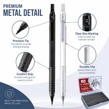 2 Pencils + 1 Box Of 250/1000 Lead Refills 0.3/0.5/0.7/2.0mm Low Center Of Gravity Metal Automatic Drawing Pencils, Office Supplies | Back To School | Affordable Student Supplies | School Entrance Gift (2 Pencils + 1 Box Of Lead Refills) - Multiple Styles - View 4