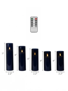 2/3/5pcs Flameless Battery Operated Pillar Candles, LED Gift Set With Remote Control And Timer, 3D Wick, For Home Decor, Wedding, Holiday, Party, Table Centerpiece, Gifting - Dark Blue - View 8