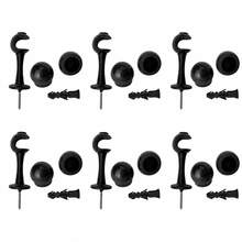 Kit With 6 Simple Curtain Rod Supports Pair With 19mm End - Black - View 1