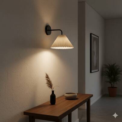 1/2pcs Nordic Pleated Wall Sconce Art Decorative Ambient Light E27 Socket Hardwired Bedroom Study Hallway Lighting Hotel B&B Bedside Lamp Living Room Background Wall Decor Light (Bulb Not Included)