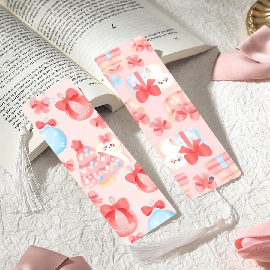 2 piezas de marcapáginas de PET impresos, con un patrón exquisito y hermoso, duraderos y estéticos, diseño único adecuado para uso diario o colección. El mejor regalo para la temporada de regreso a la escuela, ya sea para uso personal o como regalo para familiares y amigos, es una opción de regalo única y práctica, que añade atmósfera y diversión al tiempo de lectura (borla de color aleatorio) - 2 piezas - Ver 1