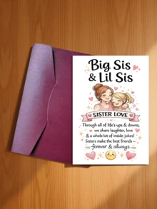1pc "Sisters" Greeting Card With Envelope - Thoughtful Gift For Sisters, Celebrating Sisterly Love, Suitable For Birthday And Special Occasions, Blank Inside - View 24