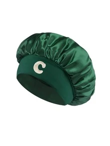 1 pieza Gorro de dormir de satén para mujer con letra personalizada 'A-Z' - Gorro elástico suave para cabello rizado & trenzado, sombrero de playa de verano & accesorio de ropa de dormir - Multicolor - Ver 16
