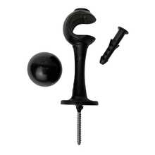 Kit With 6 Simple Curtain Rod Supports Pair With 19mm End - Black - View 5