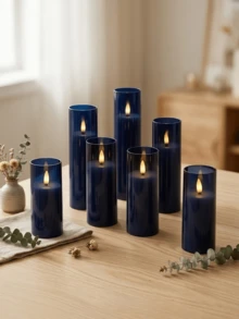 2/3/5pcs Flameless Battery Operated Pillar Candles, LED Gift Set With Remote Control And Timer, 3D Wick, For Home Decor, Wedding, Holiday, Party, Table Centerpiece, Gifting - Dark Blue - View 3