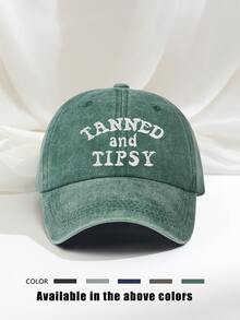1件女款 TANNED AND TIPSY 字母刺繡時尚軟頂棒球帽，可調帽簷，透氣防曬戶外帽，適合戶外運動、露營、旅行與度假的假期禮物 - 棒球帽 - 查看 17