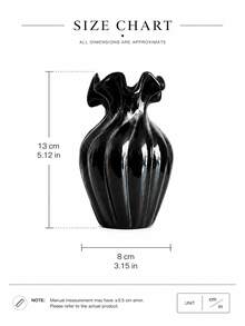 1件波浪邊裝飾花瓶，亮黑色與斑點白色，適用於客廳、桌面、層架與玄關，現代農舍風家居裝飾 - 波浪口花瓶 - 查看 8