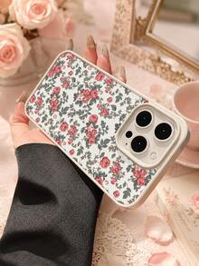 Ins Style High-Value Dopamine Color Palette, Fresh Floral Pattern Phone Case, Compatible With IPhone 15/16 Pro Max, Creative Apple 11/12/13/14 Pro Phone Case, Shockproof - Beige - View 5