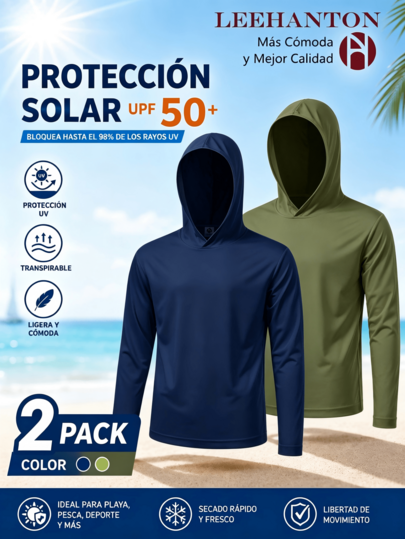 Two Men's Summer Hoodies With Sun Protection, Men's Summer T-Shirts, Sports And Fitness T-Shirts, Outdoor Workwear, Fishing Clothes.