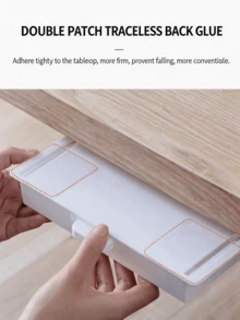 1pc No-Drill Self-Adhesive Drawer Storage Box, Hidden Under-Desk Stationery Organizer, Easy Install Durable Space-Saving Multipurpose Cabinet Sorting Bin For Home Office Kitchen Desk Daily Use,Back To School Season - Multiple Colors and Styles - View 3