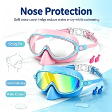 1/2 Packs Kids Swimming Goggles With Nose Clip, Suitable For Children Aged 3 To 14, Wide Field Of View, Anti-Fog, UV Protection, First Day Of School - Multicolor - View 4