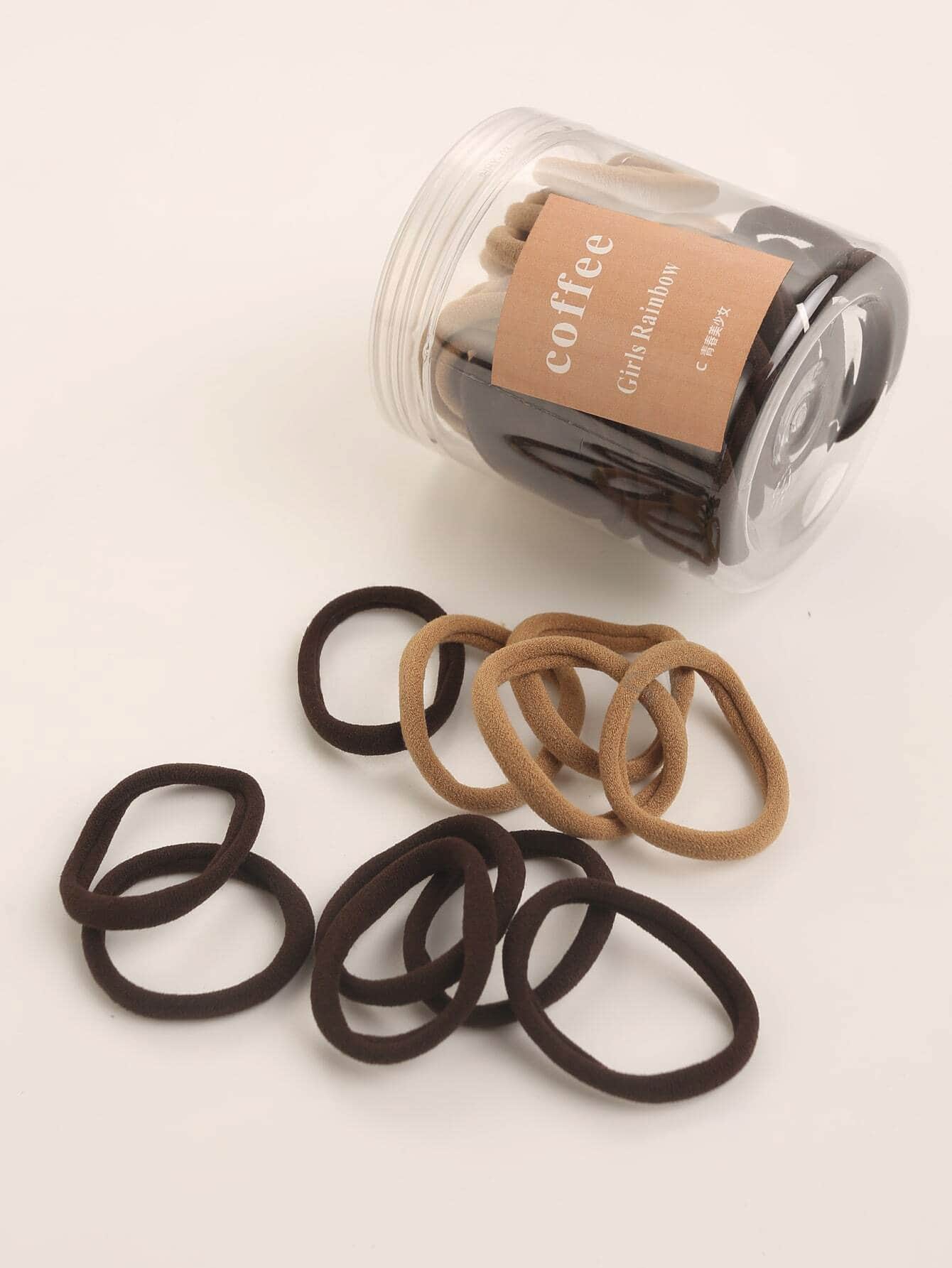 200/100/50/20pcs Seamless Hair Ties Neutral Earth Tones Elastic Hair Bands No Damage Ponytail Holders For Women Thick Hair Minimalist Hair Accessories - Coffee - View 1