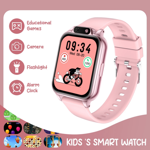 HOT Kids Smart Watch, Built-In Multiple Fun Games, 1.83-Inch Touch Screen, Camera, Flashlight, Alarm Clock, Calendar, Pedometer, Calculator, Stopwatch And More Functions, Suitable For Boys And Girls, Ideal Gift Choice.