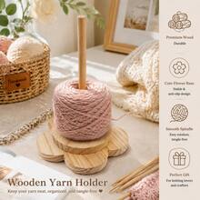 Crochet, Sewing Supplies, Needle And Thread Kit, Yarn Holder, Knitting, Crochet Accessories, Sewing, Sewing Tools, Wooden Yarn Rack, Yarn Spindle Rack, Rotating Yarn Dispenser, Anti-Tangle Yarn Rack, Knitting Yarn Storage Rack, Crochet Yarn Rack, Flower-Shaped Base Yarn Rack, Knitted Yarn Rack, Knitting Craft Accessories - Single-axis Flower - View 1