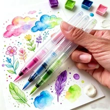 9/3pcs/Set Refillable Watercolor Pens, Watercolor Calligraphy Painting Illustration Pens, Office Stationery - Sets - View 6