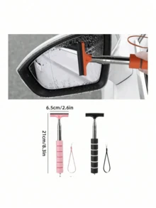 1pc Multifunctional Car Rearview Mirror Extendable Windshield Wiper Squeegee, Windshield Cleaning Brush, Extends Up To 98cm - Multicolor - View 5