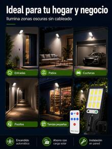 Outdoor Solar LED Light With Motion Sensor, 108 COB LEDs, White Light, Waterproof, Wire-Free, For Patio, Garage And Driveway - Versión Pro - Con Control Remoto - View 4