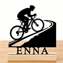 客製化單車主題姓名牌 桌飾，客製化姓名建築師木製底座，個性化金屬銘牌附木製支架，辦公室桌面裝飾 - 黑色 - 查看 8