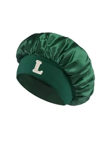 1 pieza Gorro de dormir de satén para mujer con letra personalizada 'A-Z' - Gorro elástico suave para cabello rizado & trenzado, sombrero de playa de verano & accesorio de ropa de dormir - Multicolor - Ver 31