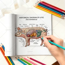 Veterinary Anatomy Coloring Book For Adults, Farm & Companion Animal Skeleton Organ Diagram Coloring Pages, Dog Cat Pig Rabbit Chicken Fish Anatomical Study Workbook For Vet School Students ﻿ - Coloring Book - View 10