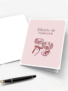 1pc Elegant Wedding Engagement Card, Suitable For Newlyweds Or Engaged Couples, Romantic "Forever Blessings" Card With Envelope, Perfect For Wedding, Anniversary, Gift For Her Or Him, Multipurpose For Wedding, Engagement, Birthday And Romantic Occasions - A - View 3