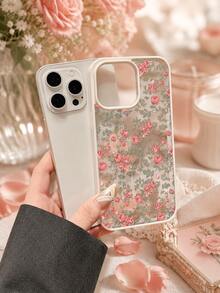 Ins Style High-Value Dopamine Color Palette, Fresh Floral Pattern Phone Case, Compatible With IPhone 15/16 Pro Max, Creative Apple 11/12/13/14 Pro Phone Case, Shockproof - Beige - View 1