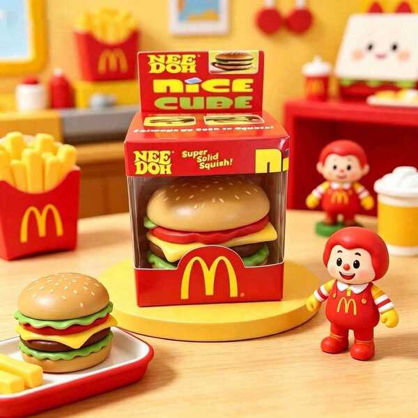 asmodee 1pc Schylling NeeDoh Soft Toy, Cute Hamburger Shape, Stress Relief Toy, Suitable For Office Relaxation/Home Entertainment, Affordable And Fun, Great Choice For Graduation Gift, Wedding Gift, Toy, Bag Charm, Soft Toy, Birthday Gift, Room Decor