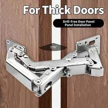1pc Multi Size No Opening Sot Punch Fre Catbinet Frog IngesMeta Spring Fold Concealed Tinge Siver Square Edge Easy Stl Kitchen Wacdrobe Cuptoard Door Tardiware Hot Seling Parts - 175-degree Standard Hinge (including Screws) - View 2