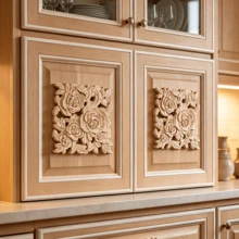 2pcs Solid Wood Carved Square Decals, Woodworking Supplies, Home Decorations, Suitable For Cabinets, Doors And Windows, Furniture, Background Walls, Porches, Offices And Other Decorations, Holiday Decorations, DIY Decorations. - Multicolor - View 7