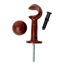 Kit With 6 Simple Curtain Rod Supports Pair With 19mm End - MAHOGANY - View 5