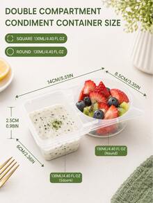 50PCS/30PCS/20PCS/10PCS/5PCS/1PC Reusable Dual-Compartment Sauce Cups/Meal Prep Containers/Food Storage Boxes With Lids, 5oz Sauce Cups, Meal Prep Snack Boxes, Portion Control, Food Storage, Transparent Dual-Compartment Snack Storage Boxes - Clear - View 8
