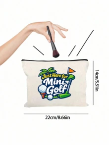 Golf Ball Theme Printed Sports Pouch, "Just Here For Mini Golf" Letter Print Storage Bag, Portable Makeup Bag, Toiletry Storage Bag, Golf Ball Essential Cartoon Print Storage Bag, Portable Makeup Bag, Fun Letter And Golf Theme Pattern, Large Capacity Storage Bag, Golf Tool Storage Bag, Suitable For Golf Course, Driving Range, Country Club - Multicolor - View 11