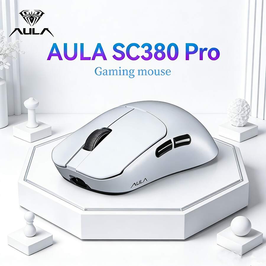 AULA SC380pro Wireless Gaming Mouse, Lightweight And Portable, Ergonomic Design, Charging Base With RGB Lighting, Customizable, Three Modes, Suitable For Gaming And Business Use