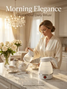 dilidili Portable Foldable Electric Kettle - 600W Power, 0.6L Capacity, Made Of 304 Stainless Steel + Silicone, Automatic Shut-Off Protection, Compact And Lightweight, Suitable For Travel, Home Or Office Use - White - View 2
